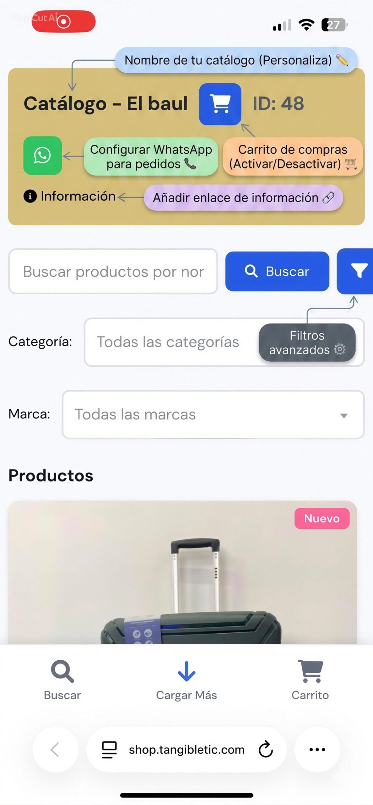 configuración del catalogo: fácil y sin complicaciones.
